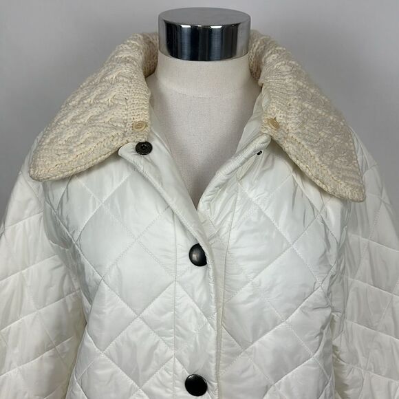 Prada White 3/4 Quilted/Knit Collar Jacket - Picture 4 of 9